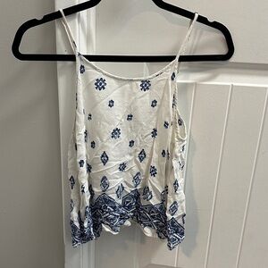 Forever 21 White and Blue Patterned Camisole
